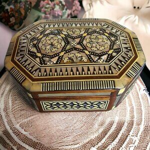 TURKISH MOSAIC MOTHER OF PEARL Vintage Jewelry Box